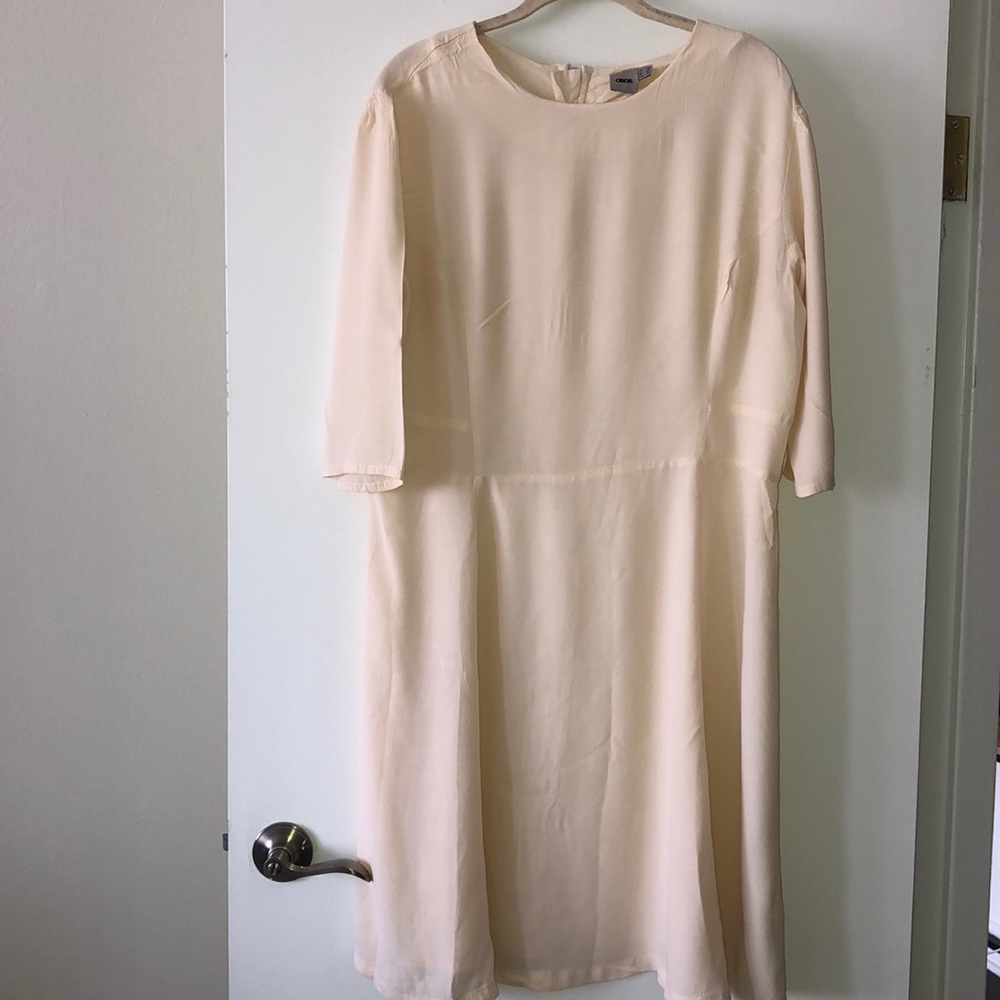 ASOS Cream Quarter Length Sleeve Skater Dress